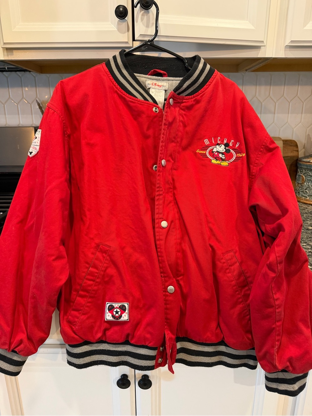 Disney Red Crewneck Sweatshirt with Classic Mickey & Friends Embroidery